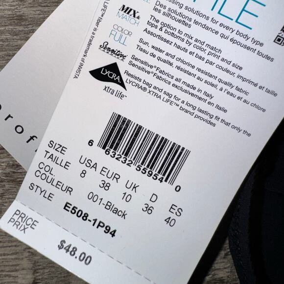 Gottex Profile Wave Trim Bikini Bottoms Sz 8 Black, Purple, Teal Retro Y2K Swim - Picture 3 of 3